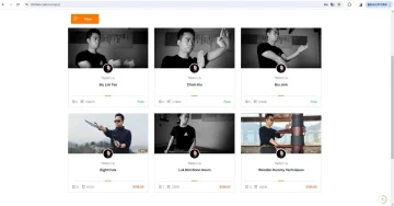 An organized list of Wing Chun online courses, featuring Siu Nim Tao, Chum Kiu, Wooden Dummy training, and self-defense techniques.